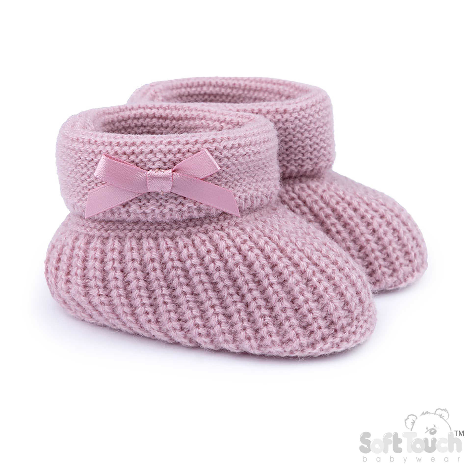 Dusty Pink Acrylic Bootees with Bow