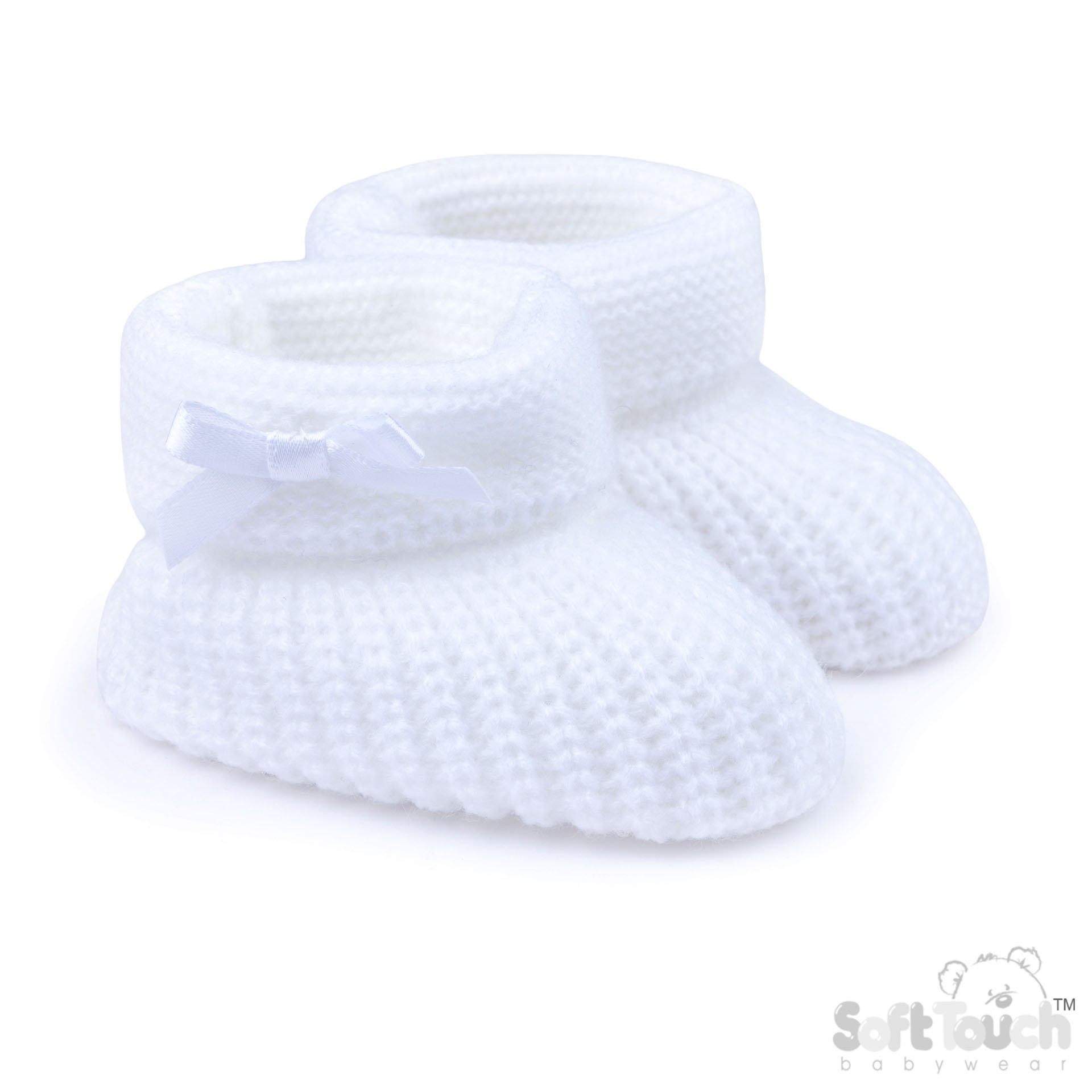 White Acrylic Bootees with Bow