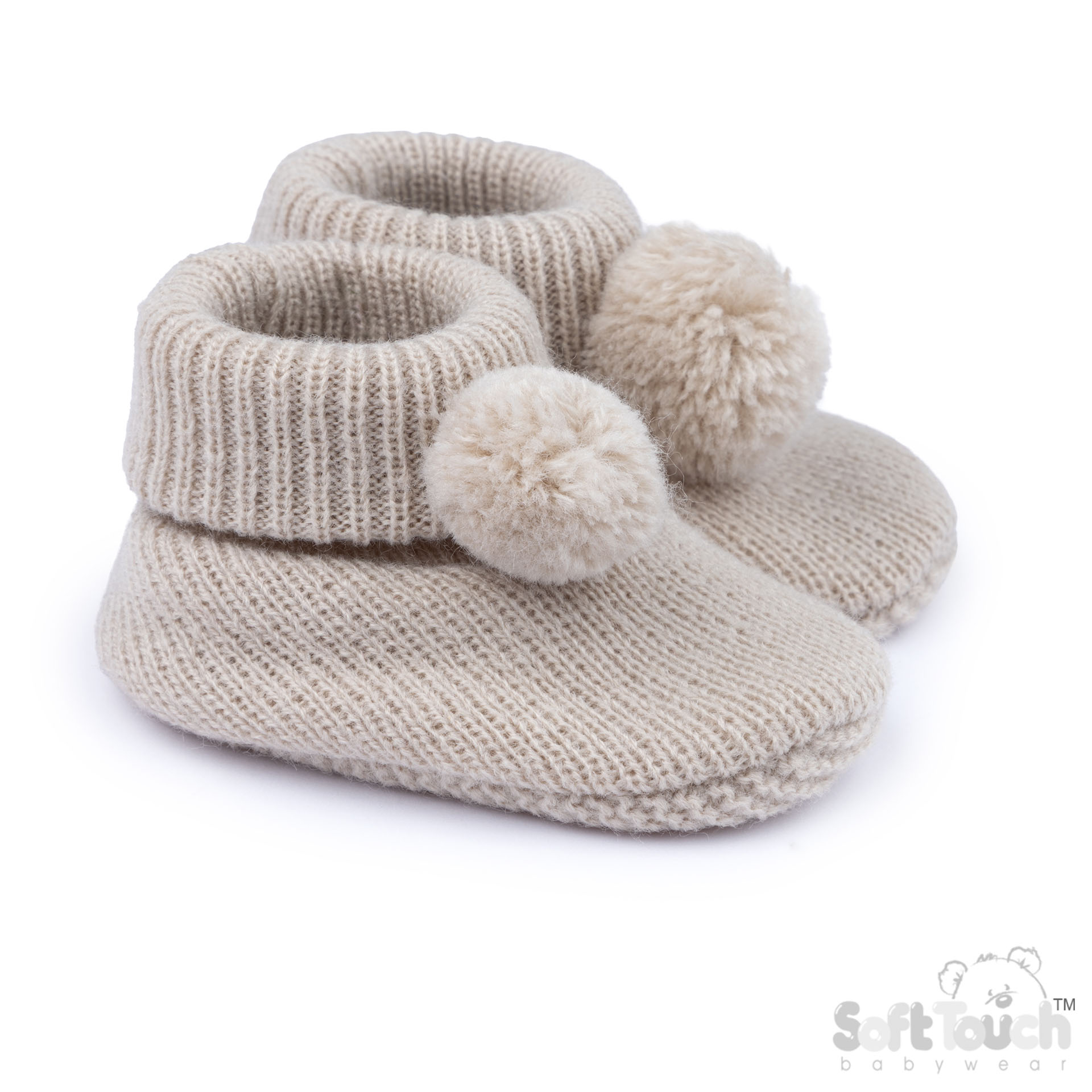 Coffee Acyrlic Bootees W/Pom Pom No. B455-COF