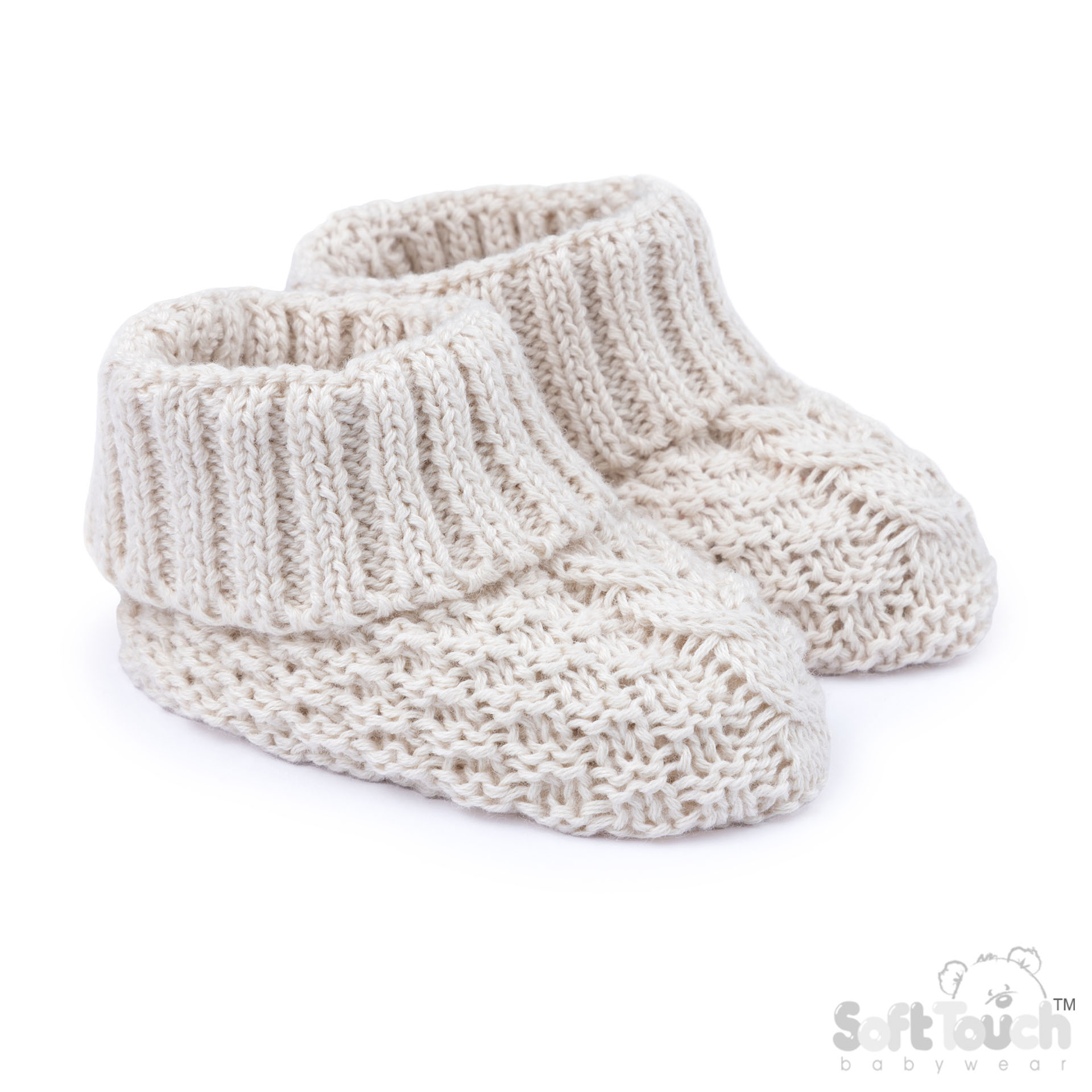 Oatmeal Premium Cotton Knitted Bootees
