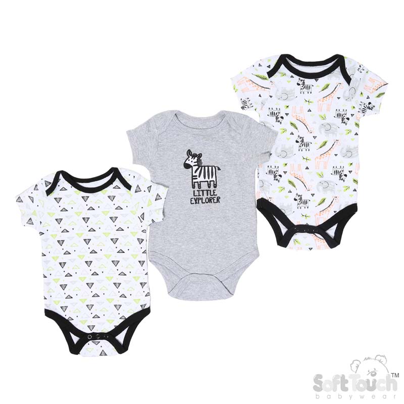 Boys 3 Pack Bodysuits : Zebra No. BG205