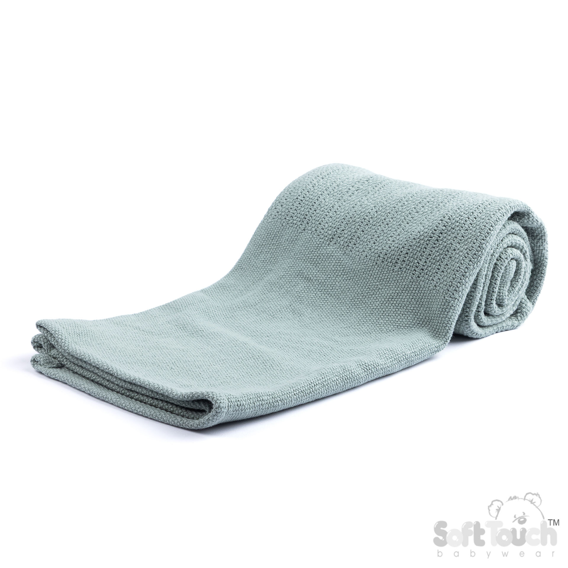 Sage Green Deluxe Personalisation Cotton Baby Blanket: CBP60-SG