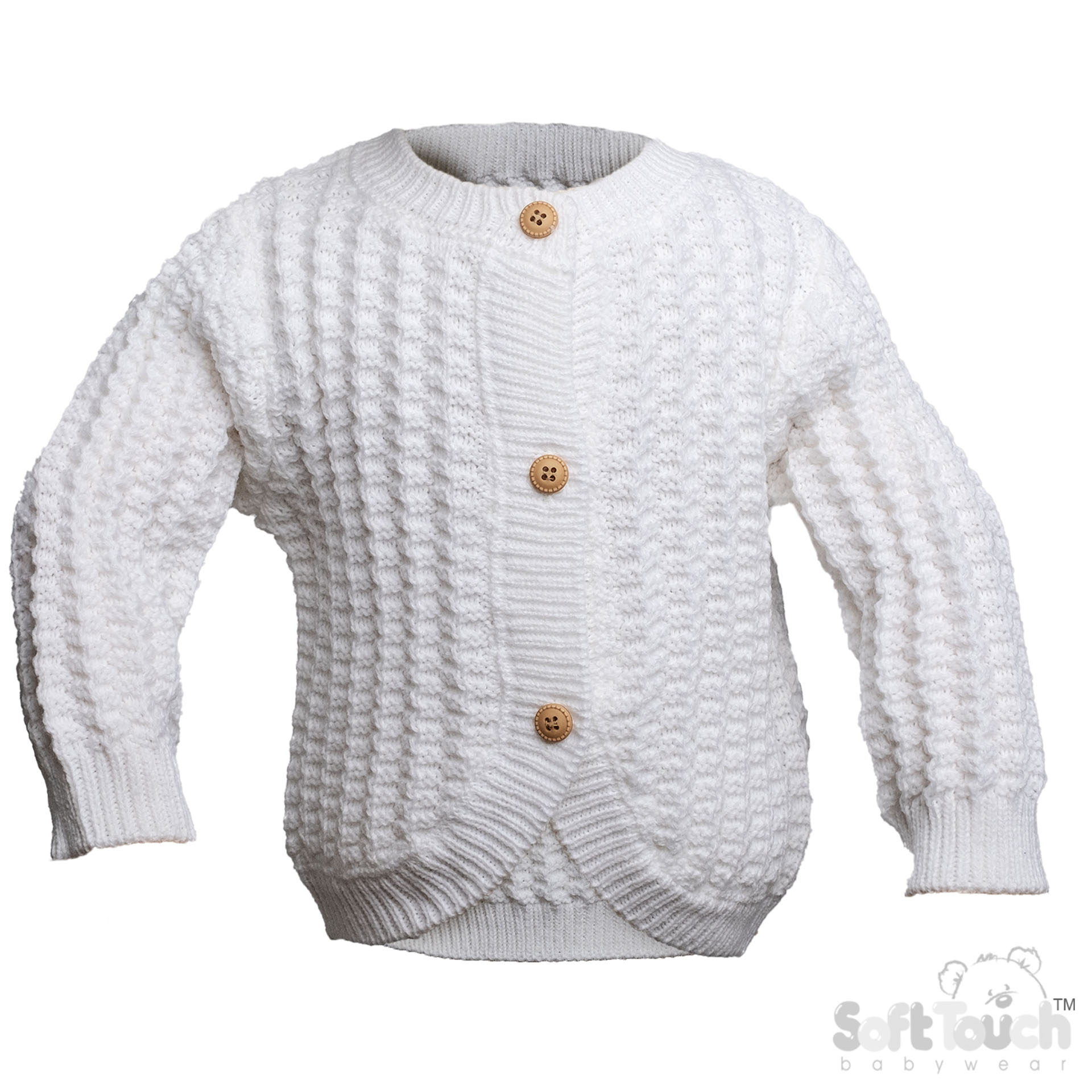 Long Sleeved White Knitted Cardigan : CD18-W