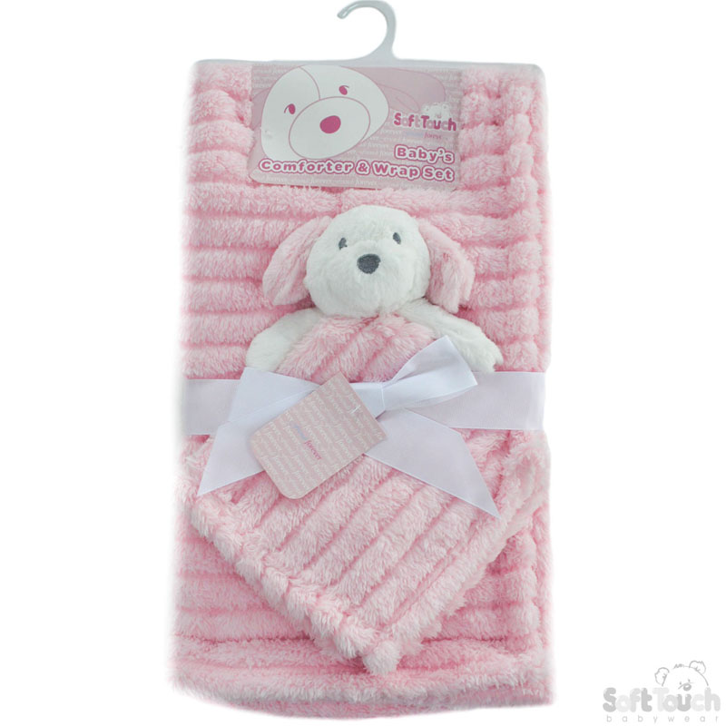Striped Super Plush Wrap w/Puppy Comforter: FBP144-P