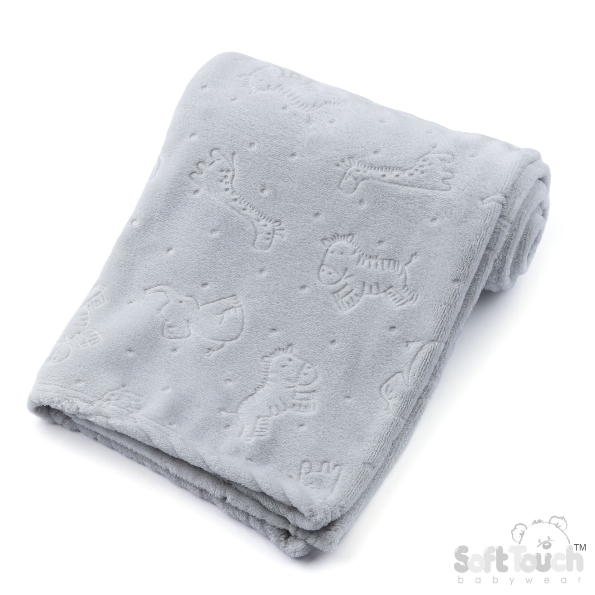 Grey Animal Embossed Flannel Wrap - FBP305-G