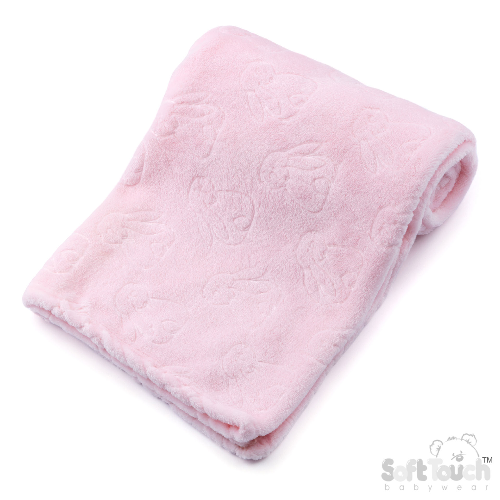 Pink Bunny Embossed Flannel Wrap - FBP305-P