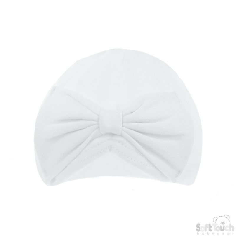 White Turban Hat W/Bow No. H13-W