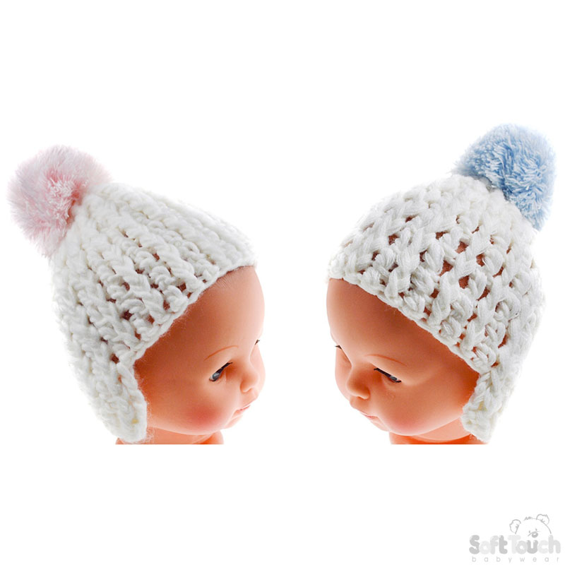Small White Pom Pom Hat No. H466