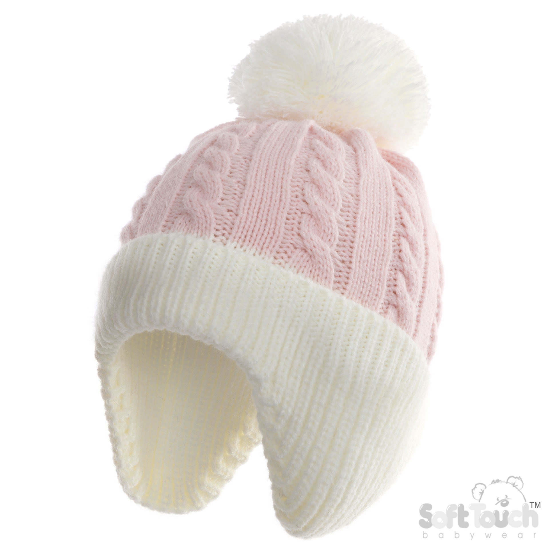 Pink Infants (NB-12m) Acrylic Cable Knit Hat : H714-BP