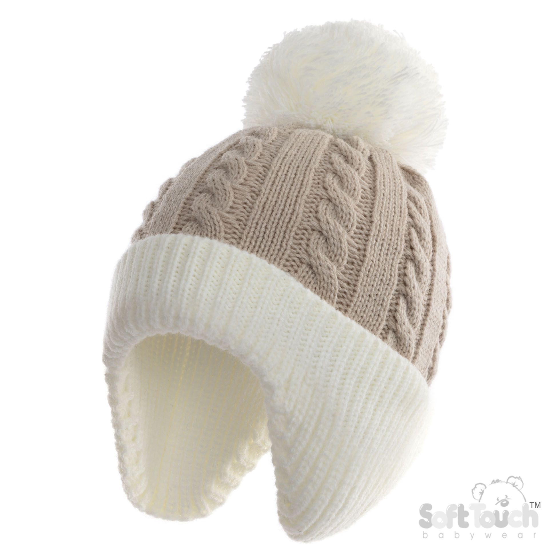 Coffee Infants (NB-12m) Acrylic Cable Knit Hat : H714-COF