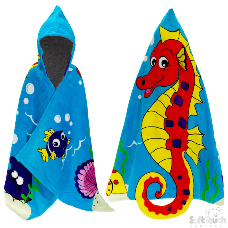 Printed Seahorse Velour Hooded Robes - HT40-S