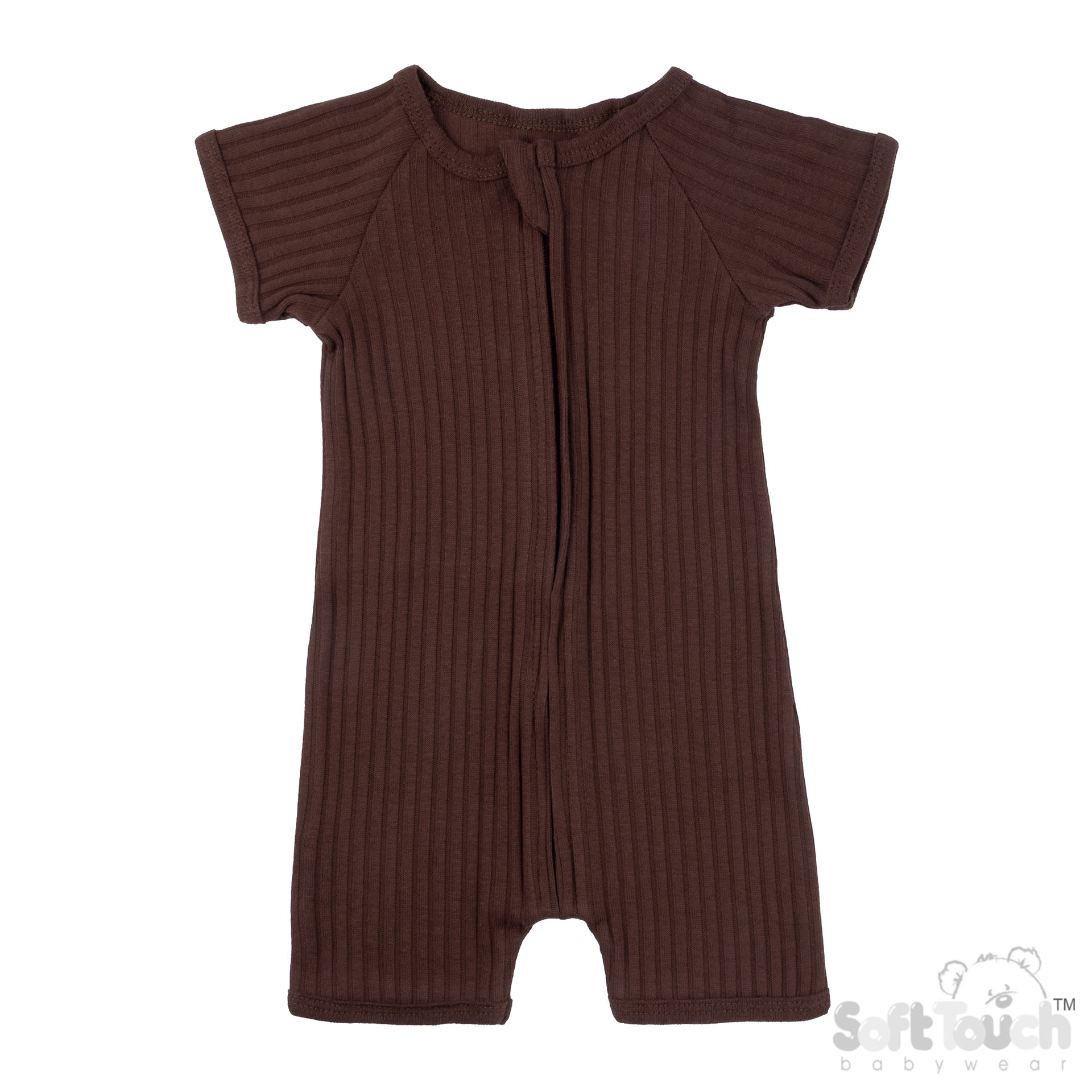 Chocolate Short Sleeved Ribbed Jumpsuit  No. JS4600-CH-0-3m