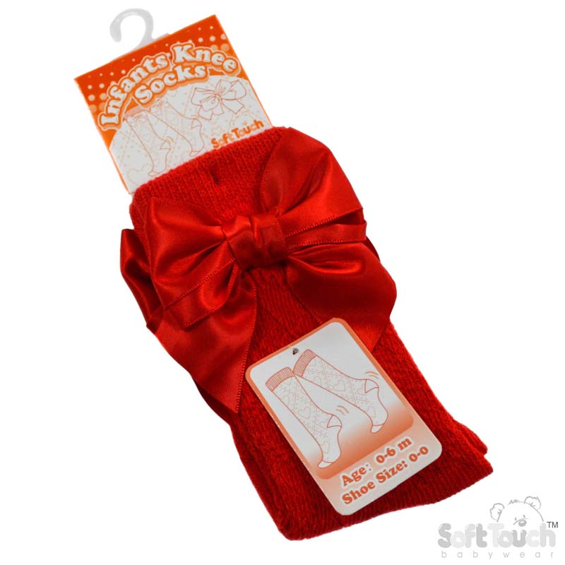 Red Knee Pelerine Socks W/Bow No. PS06-R