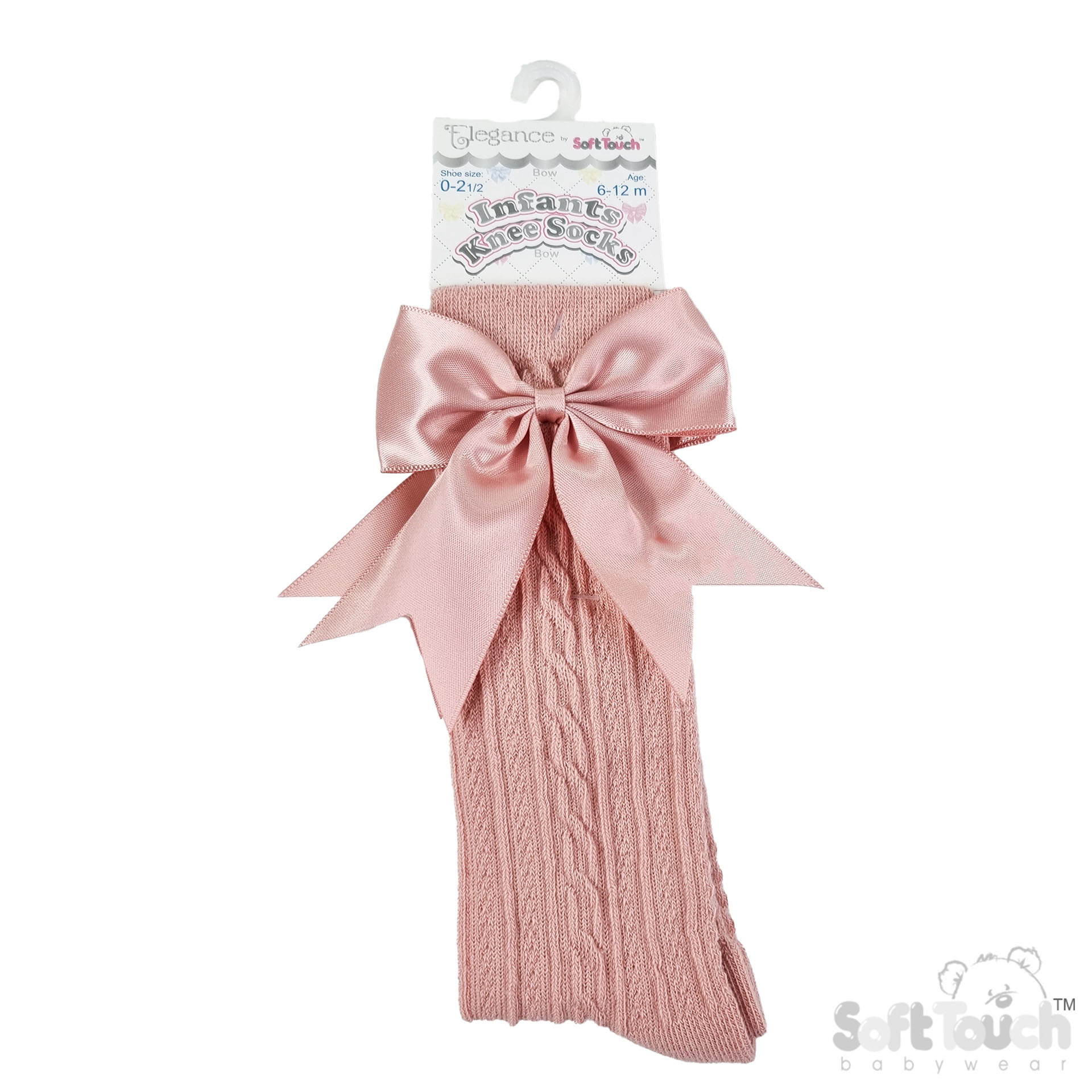 Rose Gold 'Elegance' Knee Length Socks w/Satin Bow : S350-RO-6-12