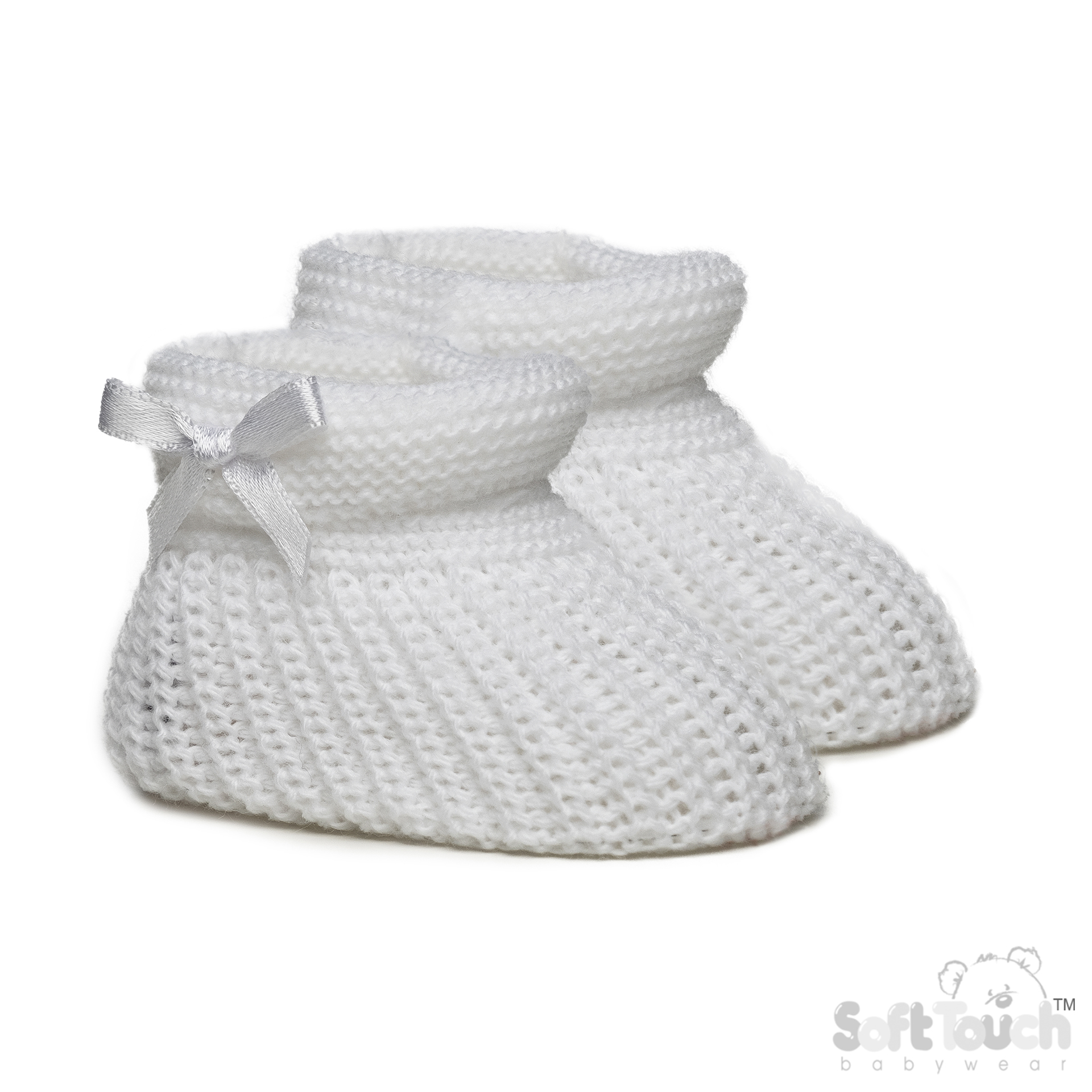White Acrylic Bootees with Bow : S441-W