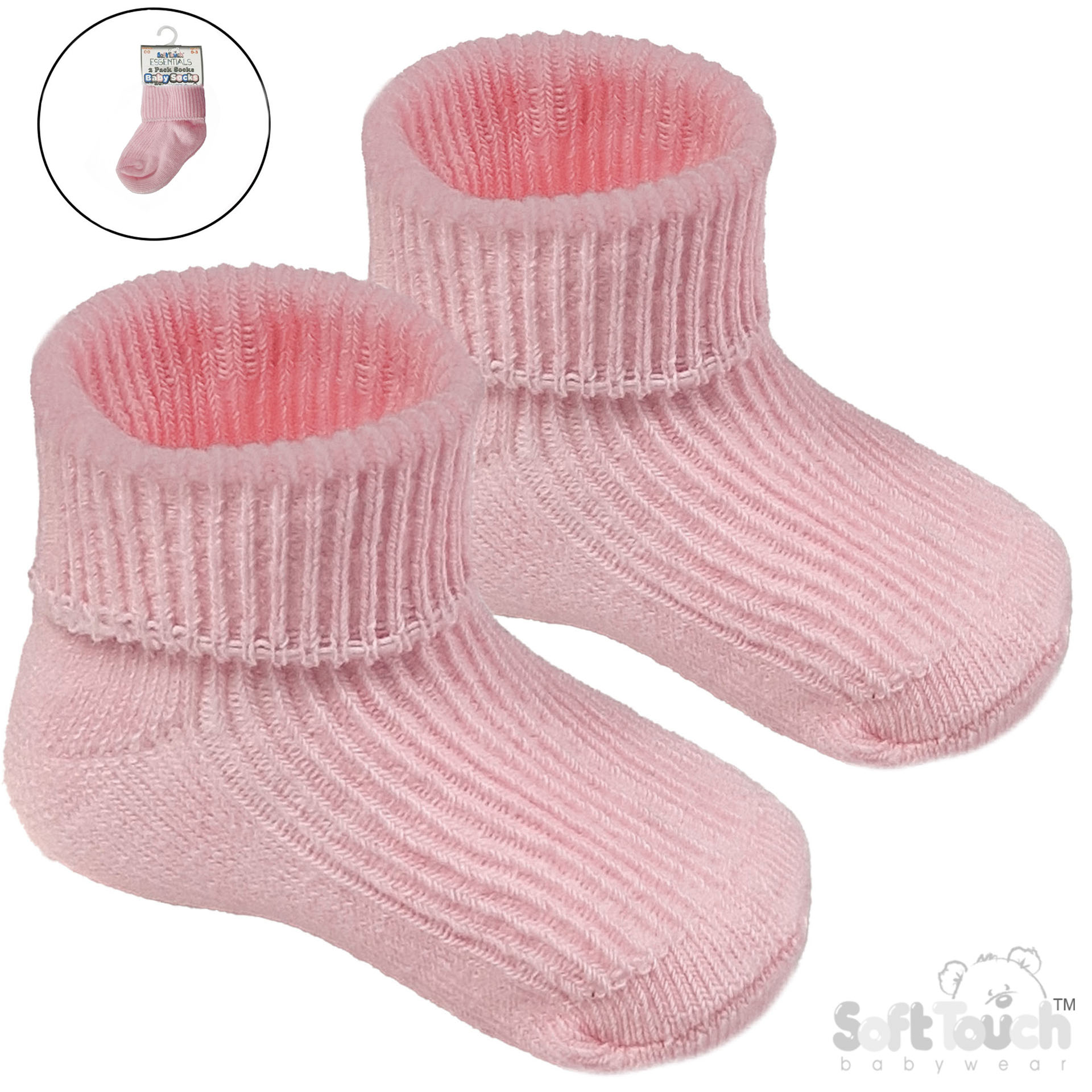 Pink 0-3m Plain TOT Socks (2 PK) S901-P