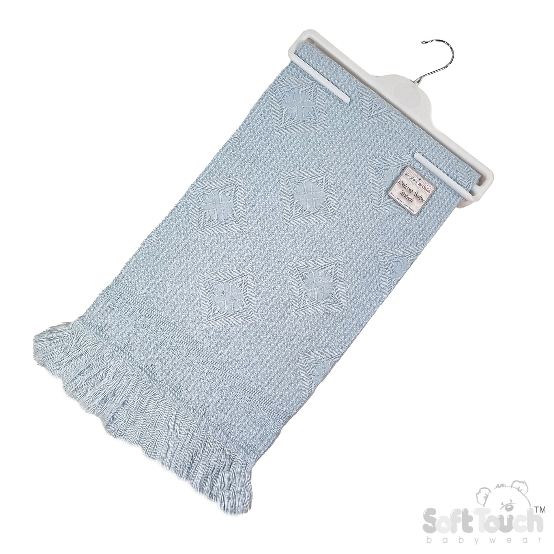 Blue Acrylic Baby Shawl with Frill : Star Design  No.SH22-B
