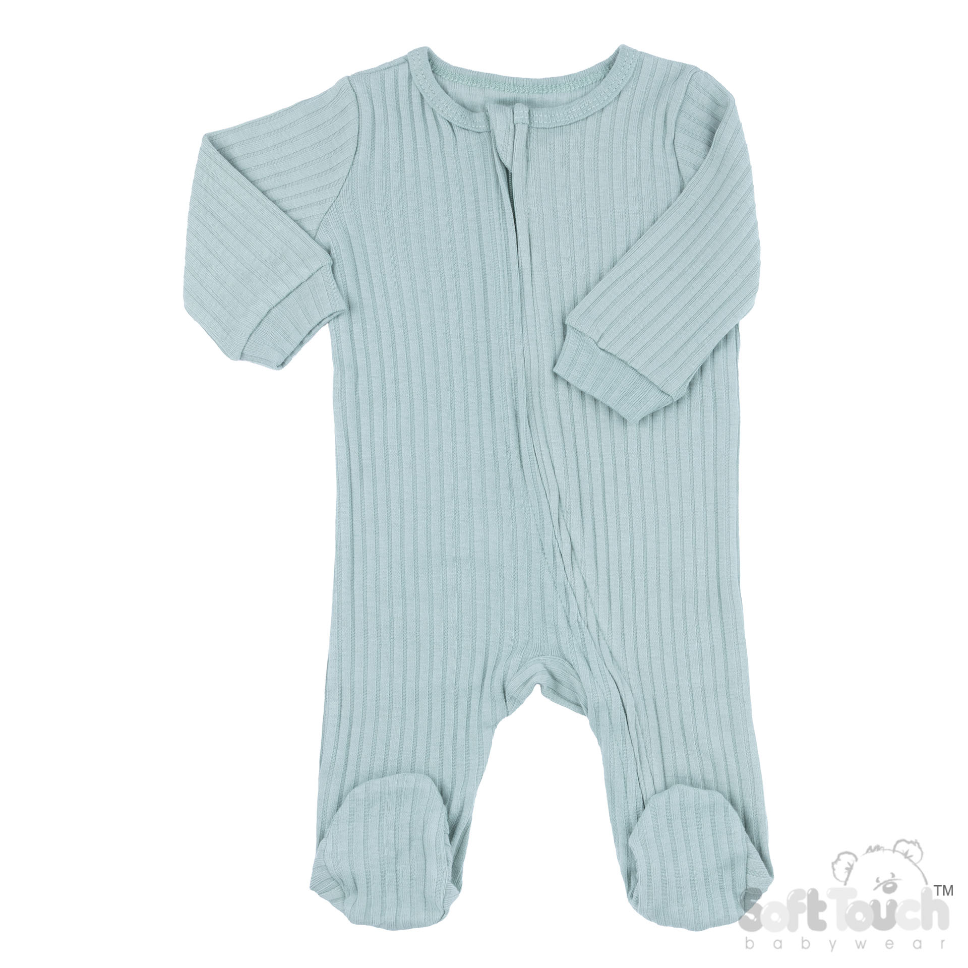 Sage Green Ribbed Sleepsuit No. SS4600-SG-3-6m